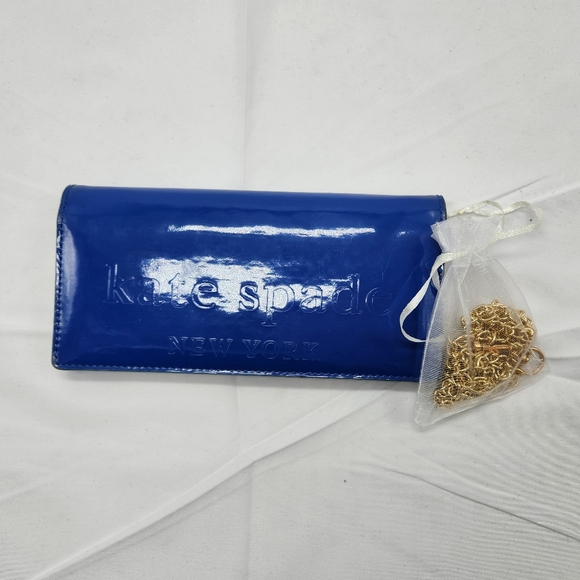 Kate Spade Blue Wallet & Gold chain to make crossbody - Picture 8 of 10